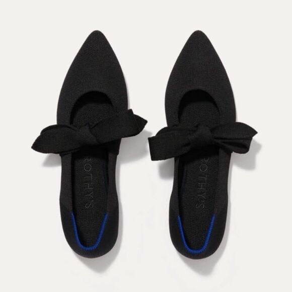 Rothy's Mary Jane The Point Bow Tie Flats in Black Size 6.5 - Picture 3 of 12